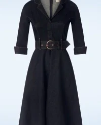 Lulu Denim Swing Dress In Dark Blue