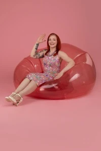 Holly Floral Wiggle Dress In Pink - Image 3