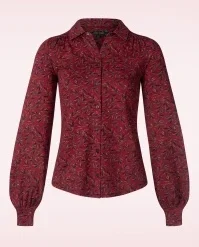 King Louie Carina Vinti Blouse In Cherry Red