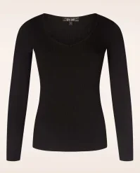 King Louie Carice V Rib Top In Black