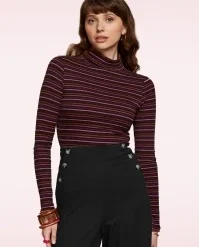 King Louie Rolla Stripe Rollneck Top In Mesa Pink