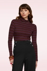King Louie Rolla Stripe Rollneck Top In Mesa Pink