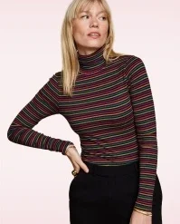 King Louie Rolla Stripe Rollneck Top In Umbre
