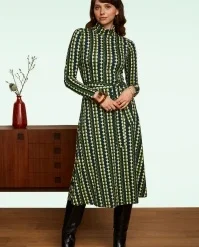 King Louie Betsy Quincy Rollneck Midi Dress In Pine Green