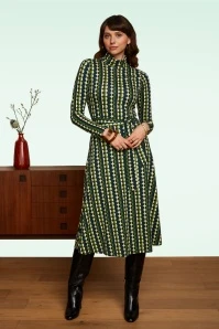 King Louie Betsy Quincy Rollneck Midi Dress In Pine Green