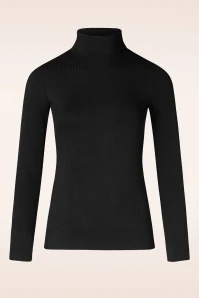 King Louie Rollneck Rib Top In Black
