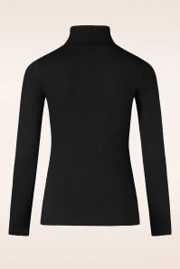 King Louie Rollneck Rib Top In Black - Image 4