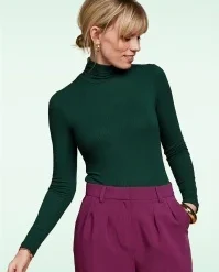 King Louie Rollneck Rib Top In Pine Green