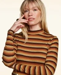 King Louie Vanna Stripe Turtle Top In Mango Orange