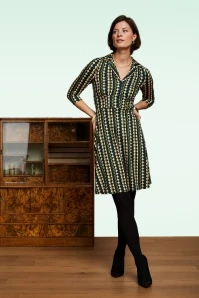 King Louie Quincy Diner Dress In Pine Green