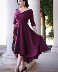 Beth High Low Swing Dress In Purple