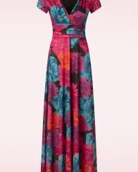 Rinda Floral Glitter Maxi Dress In Black