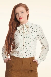 Spot Envy Blouse In Off White - Image 2