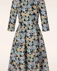 Floral Feeling Dress In Dark Blue