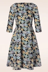 Floral Feeling Dress In Dark Blue
