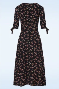 Flirty Floral Dress In Dark Navy - Image 4