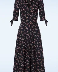 Flirty Floral Dress In Dark Navy