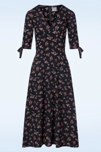 Flirty Floral Dress In Dark Navy