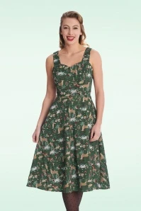 Woodland Creature Swing Dress In Green - Image 2