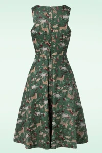 Woodland Creature Swing Dress In Green - Image 4