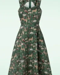 Woodland Creature Swing Dress In Green