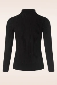 King Louie Club Rib Rollneck Top In Black - Image 4