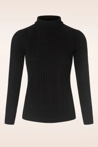King Louie Club Rib Rollneck Top In Black - Image 2