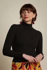 King Louie Club Rib Rollneck Top In Black