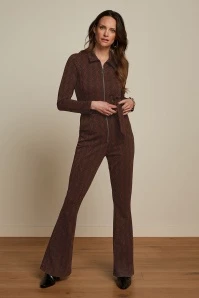 King Louie Macy Tempest Flared Jumpsuit In Cognac Orange