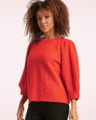 Serena Knitted Top In Orange