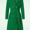 Cally Belted Coat In Green