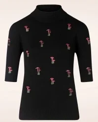 Mushroom Dreams Jumper In Black