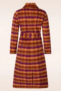 King Louie Arabella Wylde Check Coat In Pecan Brown - Image 4