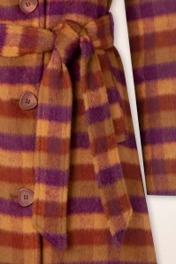 King Louie Arabella Wylde Check Coat In Pecan Brown - Image 5