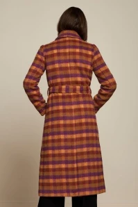 King Louie Arabella Wylde Check Coat In Pecan Brown - Image 2