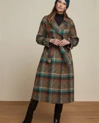 King Louie Martia Raglan Fitz Check Coat In Black