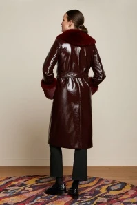 King Louie Peyton Outshine Coat In Burgundy Red - Image 2