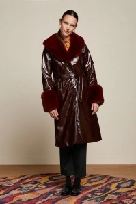 King Louie Peyton Outshine Coat In Burgundy Red