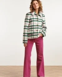 Hannah Coat In White And Green