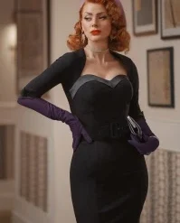 Foxy Pencil Dress Long Sleeve In Black