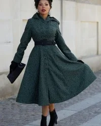 Linette Gia Water Repellent Winter Coat In Emerald Leopard