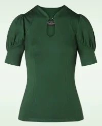 Vixen 50s Dita Keyhole Top In Green