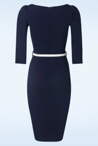 Florence Pencil Dress In Navy - Image 2