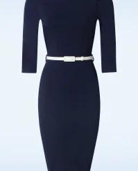Florence Pencil Dress In Navy
