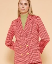 Margot Knitted Blazer In Harlequin Red