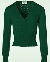 50s Instinct Wrap Top In Forest Green