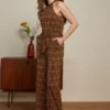 King Louie Marty Mystic Halter Jumpsuit In Spicy Brown