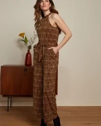 King Louie Marty Mystic Halter Jumpsuit In Spicy Brown