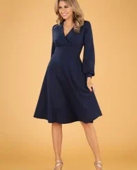 50s Helaine Swing Dress In Navy