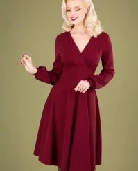 50s Helaine Swing Dress In Wine Red